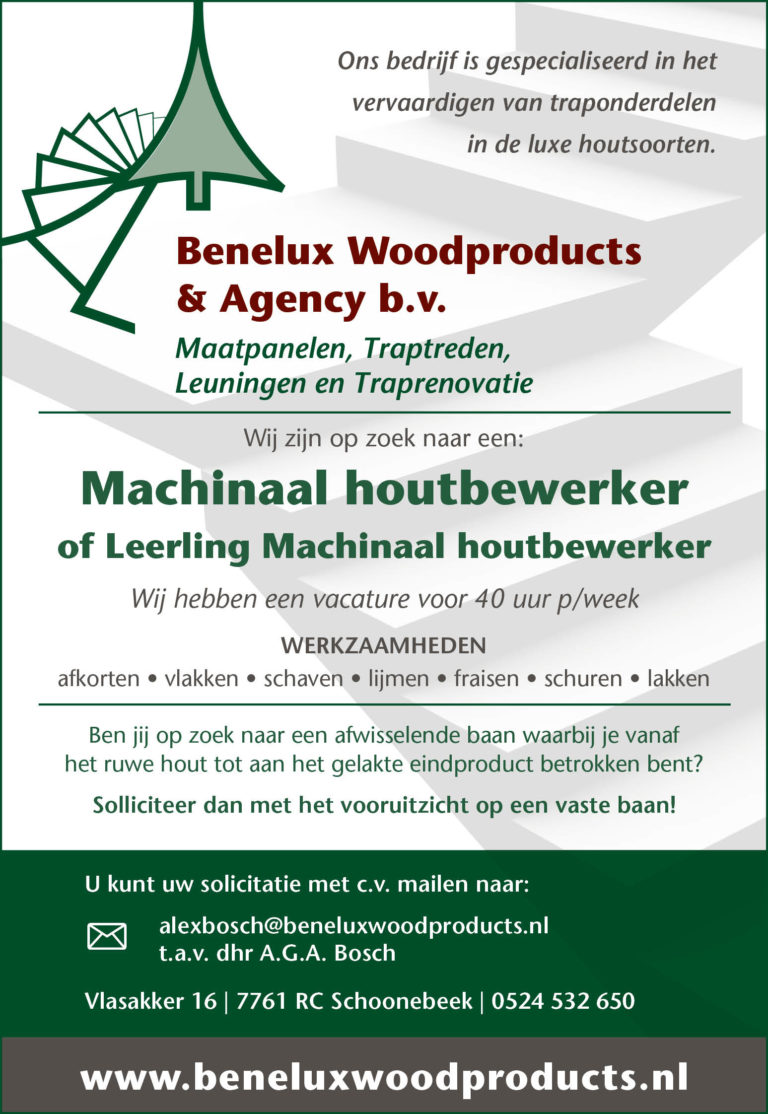 Vacature machinaal houtbewerker BWA